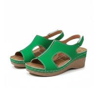 Slingback, sandali da donna con plateau con fibbia, sandali con zeppa, scarpe ortopediche, scarpe estive Hollow Out aperte, sandali eleganti e comode per il tempo libero, verde, 41 EU