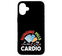 Slinging Pills è il mio cardio divertente farmacista Farmacia Tech Custodia per iPhone 16 Plus