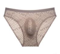 Slip a rete da uomo stampa lettera trasparente sottile L-3XL (marrone 2XL) | 90% nylon, 10% elastan, traspirante, ad asciugatura rapida, design stampato con lettere