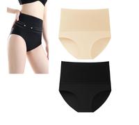 Slip a vita alta contenitivi per la pancia, slip modellanti senza cuciture, slip traspirante a copertura totale (2pcs B,M)