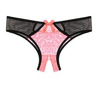 Slip Aperti Mutandine di Pizzo da Donna Sexy Basse Mutande Vita Biforcazione Maglie Intime Cotone Caldo