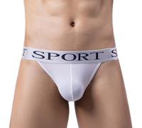 Slip bikini da uomo in seta ghiacciata, 1 pezzo, in tessuto morbido e trasparente, con sacchetto rigonfiamento, comodo da indossare tutti i giorni (M, bianco)