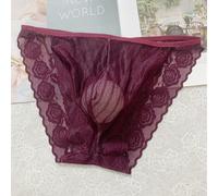 Slip bikini da uomo traspiranti senza cuciture, realizzati in misto poliammide elasticizzato e spandex e tasca per rigonfiamento (2XL rosso scuro)