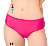 Slip bikini mestruale, nero, a prova di perdite, a vita media, mutandina mare per ciclo, per donne e ragazze, Rosa fucsia, XXS-XS