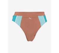 Slip bikini Puma Swim High Waist rosa melocotón bianco blu donna - L