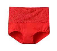 Slip Cotone Donna Biancheria Intima da Donna in Cotone Tinta Unita a Vita Alta Slip Vita Alta Slip Vita Alta Donna Microfibra (Red, XXXXL)
