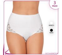 Slip culotta donna jadea 07 in cotone e pizzo 3 pezzi