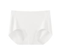 Slip da donna Plus Size a vita alta tinta unita slip senza tracce di ghiaccio non saranno catturati nel mezzo del culo delle signore del cotone biancheria intima bikini, bianco, L