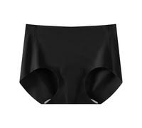 Slip da donna Plus Size a vita alta tinta unita slip senza tracce di ghiaccio non saranno catturati nel mezzo del culo delle signore del cotone biancheria intima bikini, Nero , L
