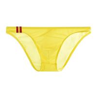 Slip da uomo a vita bassa in seta ghiacciata con tasca rigonfiamento, Giallo, XXL