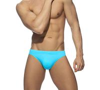 Slip da uomo classico in tinta unita durevole costume da bagno bikini slip da nuoto slip da nuoto con fodera rimovibile pantaloncini da surf per lezioni di fitness ed esercizi in piscina, Azzurro-B, L