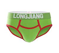 Slip da uomo in cotone sportivo da uomo, biancheria intima alla moda, patchwork, mutandine hipster, senza parte anteriore, traspirante, mutande morbide e accoglienti, con doppia tasca separata, Verde