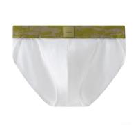 Slip da uomo in modal a vita media, con elastico a U convesso, design traspirante che assorbe il sudore, mutande sportive a taglio alto (L bianco)