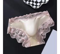 Slip da uomo in seta di ghiaccio in pizzo con sacchetto di rigonfiamento 3D comodo elastico senza cuciture vita bassa vestibilità in bianco nudo tinta unita per taglie da L a 3XL (XL nude)