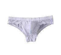 Slip da uomo in seta di ghiaccio stretto, sottile, trasparente, traspirante, comodo, slip da uomo, boxer a vita bassa, mutande sexy, bianco, 3XL