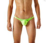 Slip da uomo lucido effetto bagnato, perizoma a T back mini slip sexy a olio con rigonfiamento, bikini slip erotico, biancheria intima stretch a basso rise thongs corto stretto, O verde, L