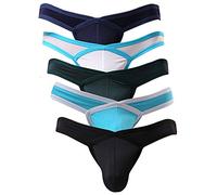 Slip da uomo Sexy Mesh Slip morbido traspirante rigonfiamento sacchetto intimo bikini rigonfiamento miglioramento, Confezione da 5 pezzi., L