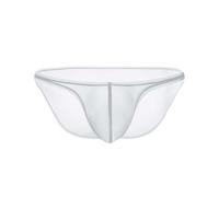 Slip da uomo sexy trasparente G-string con sacchetto di seta di ghiaccio mutande erotiche comode stringhe leggere traspiranti slip estivi sottile perizoma a vita bassa biancheria intima, bianco, 3XL