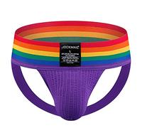 Slip da uomo sospensorio atletico sostenitore uomo sospensorio arcobaleno uomo sport intimo sospensorio per palestra sport, Viola, XL