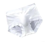 Slip da uomo sottili in seta di ghiaccio in pizzo senza cuciture con tasca rigonfiamento 3D e dettaglio fiocco per un comodo supporto a vita media (XL bianco)