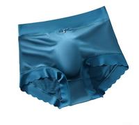 Slip da uomo sottili in seta di ghiaccio senza cuciture con tasca rigonfiamento 3D e dettaglio fiocco per un comodo supporto a vita media (L blu reale)