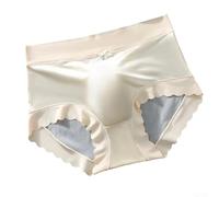 Slip da uomo sottili in seta di ghiaccio senza cuciture con tasca rigonfiamento 3D e dettaglio fiocco per un comodo supporto a vita media (L albicocca)