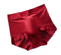 Slip da uomo sottili in seta di ghiaccio senza cuciture con tasca rigonfiamento 3D e dettaglio fiocco per un comodo supporto a vita media (L rosso)