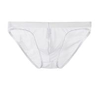 Slip da uomo ultra sottile in rete, slip da uomo in tessuto a rete morbido, liscio e leggero, con elastico in vita, comodo e aderente, traspirante, a vita bassa, per camera da letto, bianco, XXL