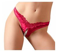 Slip donna perizoma intimo aperto ragazza sexy tanga raso rosso con perle pizzo