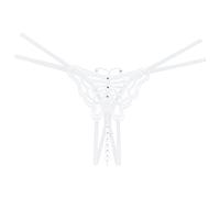Slip Donna Pizzo Mutande Sexy a Vita Bassa con Farfalla Ricamata da Donna Perizoma da Massaggio con Perle a Taglio Aperto Slip Donna Natalizio Slip Cotone Bianche Donna (White, One Size)