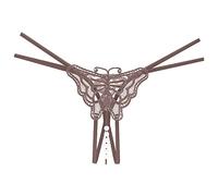 Slip Donna Pizzo Mutande Sexy a Vita Bassa con Farfalla Ricamata da Donna Perizoma da Massaggio con Perle a Taglio Aperto Slip Donna Natalizio Slip Cotone Bianche Donna (Khaki, One Size)