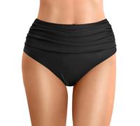 Slip Donna Vita Alta Taglie Forti Costumi Mare Estivi Fondo Bikini Contenitivo Fascia Elastico Coprente Pancia Modellante Nuoto Spiaggia Pantaloncini Costume Retro Elegante (Black, XL)