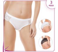 Slip donna vita bassa Jadea 520 cotone e pizzo 3 pz