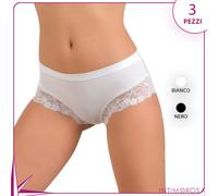 Slip donna vita bassa Jadea 522 cotone e pizzo 3 pz