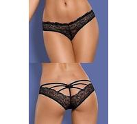 SLIP HOT SEXY LINGERIE INTIMO DONNA EROTICO NERO MUTANDINA MUTANDA PIZZO L XL