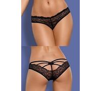 SLIP HOT SEXY LINGERIE INTIMO DONNA EROTICO NERO MUTANDINA MUTANDA PIZZO S M