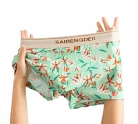 Slip in cotone da uomo, M-2XL, stampa floreale lunga coda parole chiave, Funzione nucleo elastico traspirante, Punto di vendita morbido e confortevole, Abbigliamento quotidiano maschile applicabile