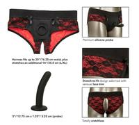 Slip in pizzo con dildo anale in silicone fallo indossabile pene finto strap on