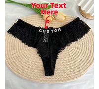 Slip in pizzo floreale sexy a vita bassa con lettere in strass personalizzate con nome e data speciale, lingerie regalo personalizzato per moglie, amante, anniversario, vacanze, regalo per lei L,M,S,X
