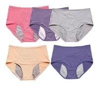 Slip Incontinenza Urinaria Donna Lavabile, Washable Women's Anti-Urine Leakage Panties, Mutande Assorbenti Donna 5 Pack Biancheria Intima Lavabile Per Incontinenza Urinaria Femminile D,4XL(85-95KG)