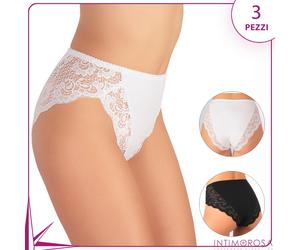 Slip midi donna Jadea 530 cotone e pizzo 3 pz