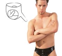 Slip Mutande in Latex Nero da Uomo con Dildo Anale Interno + Guaina per Pene M/L