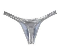 Slip Mutande Intimo Uomo Pantaloni Lucido Solido Elasticizzato T-Back Tanga