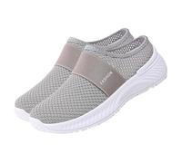 Slip On - Pantofole ortopediche da donna, leggere, comode, estive, per il tempo libero, traspiranti, per la salute, per il diabetico, per il walking, grigio., 37 EU