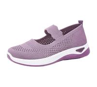 Slip on Scarpe da ginnastica da donna estive alla moda da donna in tessuto a rete a righe comode scarpe casual da uomo acqua, Viola, 37.5 EU