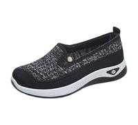 Slip on Scarpe da ginnastica estive alla moda da donna a righe in tessuto a rete comode scarpe casual ortopediche per le donne, Nero , 38.5 EU