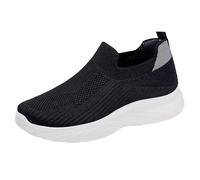Slip-On Sneakers da donna, per il tempo libero, da lavoro, antiscivolo, comode, con plateau leggere, traspiranti, adatte per camminare, viaggiare e lavorare, Nero , 37 EU