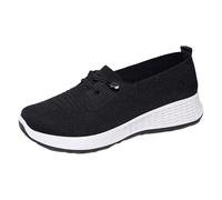 Slip On Sneakers da donna scarpe sportive ortopediche da donna con plateau Sneaker larghe estive con lacci in tessuto mesh per il tempo libero, leggere e comode da jogging, Nero , 40 EU