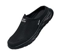 Slip on Walking Scarpe da ginnastica per gli uomini Estate Moda Uomo Singolo Piede Staffetta Sneakers Semi Hollow Mesh Confortevole Scarpe Casual, Nero , 42 2/3 EU