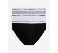 Tommy Hilfiger Uomo Slip Hipster Confezione da 3 con Fascia con Logo, (Black/White/Mid Grey Heather), M
